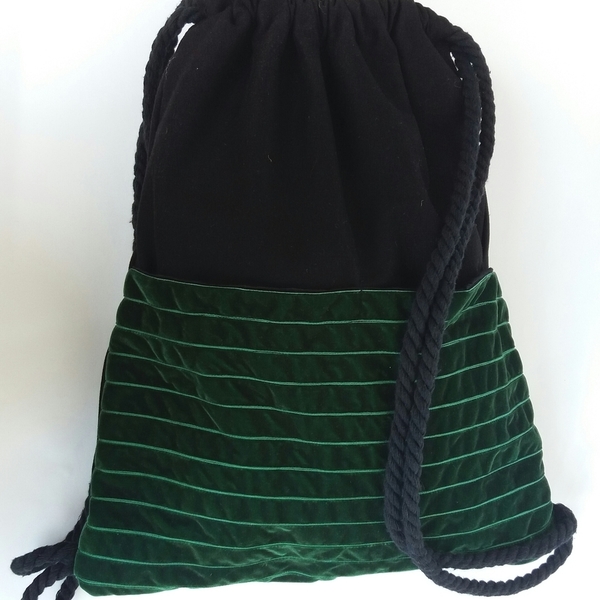 Velvet Backpack - πουγκί, σακίδια πλάτης, βελούδο, χειροποίητα - 2