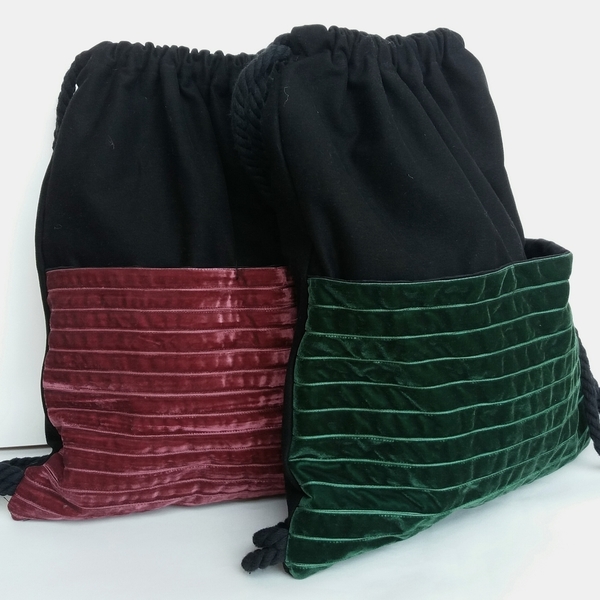 Velvet Backpack - πουγκί, σακίδια πλάτης, βελούδο, χειροποίητα