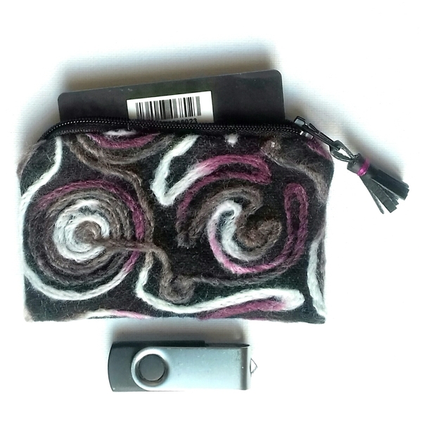 mini mini pouch - μαλλί, ύφασμα, κασετίνες, πορτοφολάκι, δωράκι, κλειδοθήκες - 2
