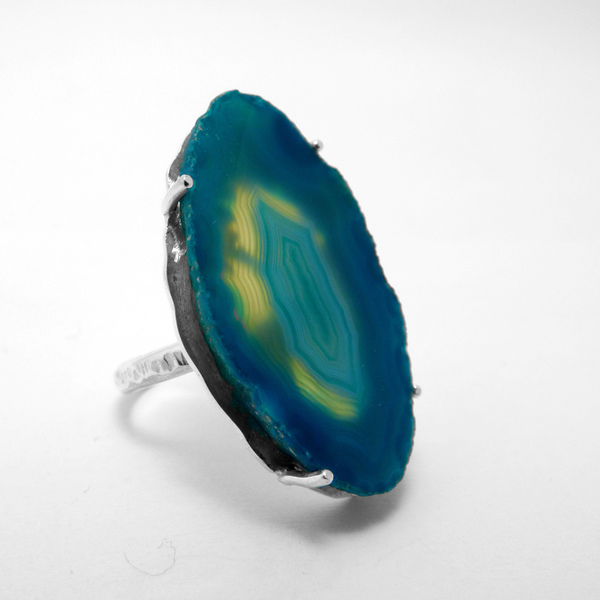 "Blue light lace ring" - Χειροποίητο δαχτυλίδι με έναν υπέροχο Γαλάζιο Δαντελωτό Αχάτη! - statement, ημιπολύτιμες πέτρες, ημιπολύτιμες πέτρες, αχάτης, αχάτης, handmade, βραδυνά, fashion, vintage, κλασσικό, design, ιδιαίτερο, μοναδικό, μοντέρνο, sexy, σύρμα, επάργυρα, επάργυρα, donkey, gothic style, χειροποίητα, romantic, απαραίτητα καλοκαιρινά αξεσουάρ, must αξεσουάρ, κλασσικά, unisex, unique, rock, έλληνες σχεδιαστές, αυξομειούμενα