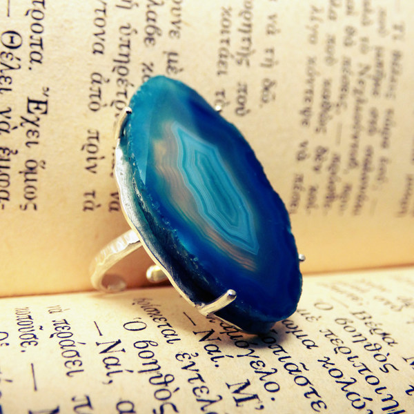 "Blue light lace ring" - Χειροποίητο δαχτυλίδι με έναν υπέροχο Γαλάζιο Δαντελωτό Αχάτη! - statement, ημιπολύτιμες πέτρες, ημιπολύτιμες πέτρες, αχάτης, αχάτης, handmade, βραδυνά, fashion, vintage, κλασσικό, design, ιδιαίτερο, μοναδικό, μοντέρνο, sexy, σύρμα, επάργυρα, επάργυρα, donkey, gothic style, χειροποίητα, romantic, απαραίτητα καλοκαιρινά αξεσουάρ, must αξεσουάρ, κλασσικά, unisex, unique, rock, έλληνες σχεδιαστές, αυξομειούμενα - 4