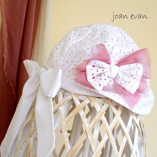 Βαπτιστικό καπέλο & φόρεμα λευκό ριχτό με ροζ λουλούδι - βαπτιστικά, παιδικά ρούχα - 2