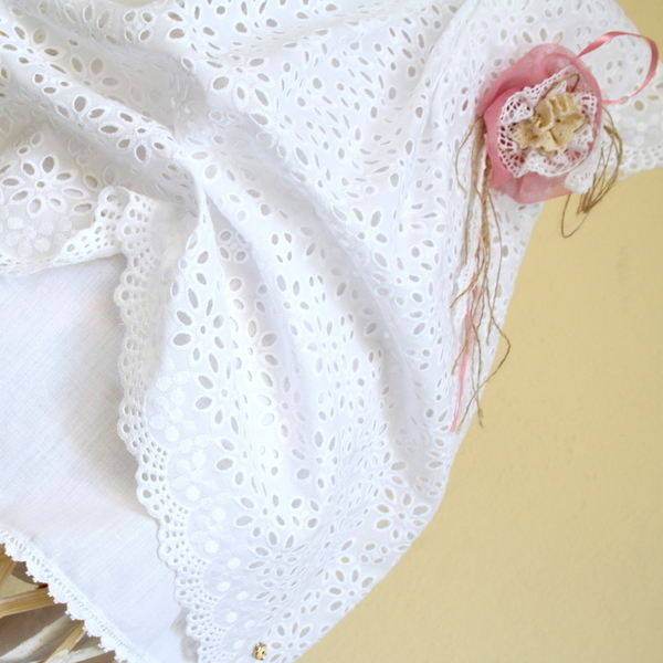 Βαπτιστικό καπέλο & φόρεμα λευκό ριχτό με ροζ λουλούδι - βαπτιστικά, παιδικά ρούχα - 4