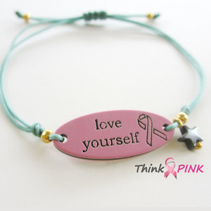 Love Yourself - Think Pink / βραχιόλι για την εκστρατεία κατά του καρκίνου του μαστού - ημιπολύτιμες πέτρες, chic, charms, γυναικεία, αστέρι, δώρο, αιματίτης, αιματίτης, ταυτότητες, ακρυλικό, πρωτότυπο, κορδόνια, γεωμετρικά σχέδια, romantic, minimal, plexi glass, αυξομειούμενα - 4