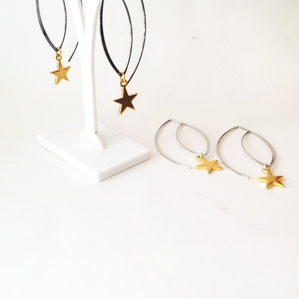 Μίνιμαλ σκουλαρίκια - ορείχαλκος, αστέρι, unique, δώρα για γυναίκες