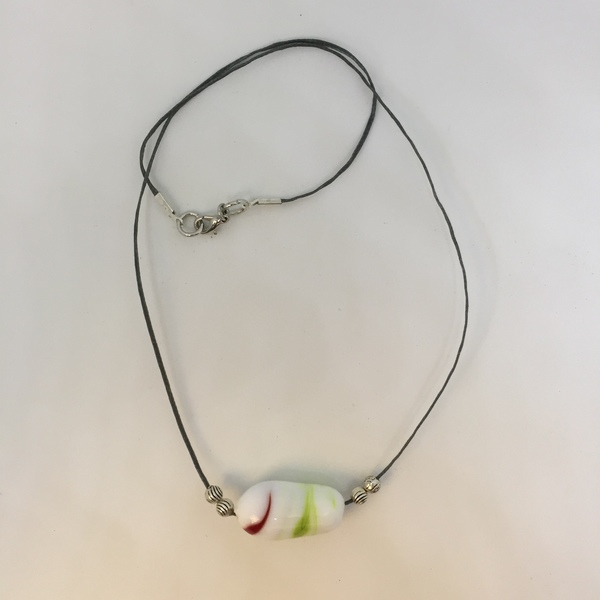 Simplicity 1 Necklace - γυαλί, κορδόνια, χειροποίητα, χάντρες, μεταλλικά στοιχεία - 2