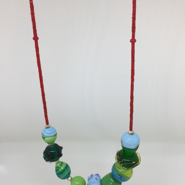 Amazon Jungle Necklace - γυαλί, χειροποίητα, χάντρες, μεταλλικά στοιχεία - 4