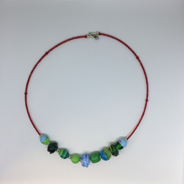 Amazon Jungle Necklace - γυαλί, χειροποίητα, χάντρες, μεταλλικά στοιχεία - 5
