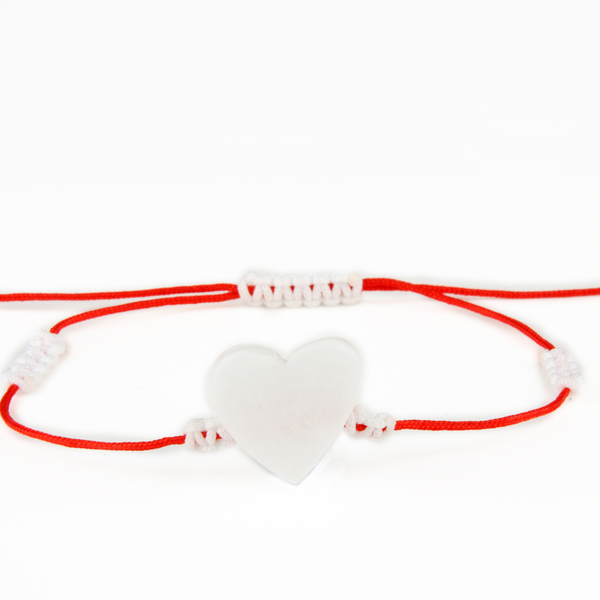 Βραχιόλι καρδιά λευκή από Ελληνικό μάρμαρο Θάσου - μοντέρνο, καρδιά, μακραμέ, κορδόνια, romantic, αυξομειούμενα, δώρα για γυναίκες