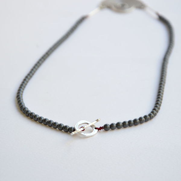 Minimal Hematites necklace - ημιπολύτιμες πέτρες, ιδιαίτερο, επάργυρα, αιματίτης, αιματίτης, κολιέ, χειροποίητα, σφυρήλατο, minimal, ethnic - 3