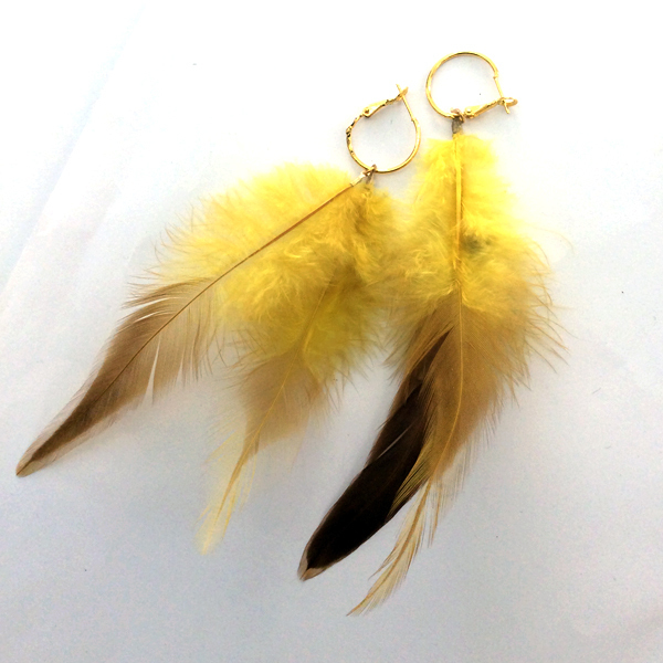 Σκουλαρίκια με φτερό κίτρινο