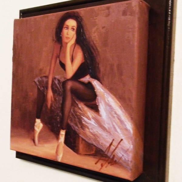 Μπαλαρίνα Χειροποίητος Πίνακας Ζωγραφικής - καμβάς, δώρο, διακόσμηση, τοίχου, μπαλαρίνα - 2