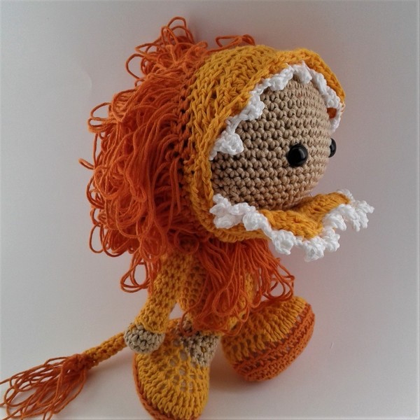 Πλεκτή Κούκλα Λιονταράκι - Leo the Brave - πλεκτό, crochet, δώρα για βάπτιση, λούτρινα, birthday, βαμβακερό νήμα, λιοντάρι, amigurumi, κούκλες - 2