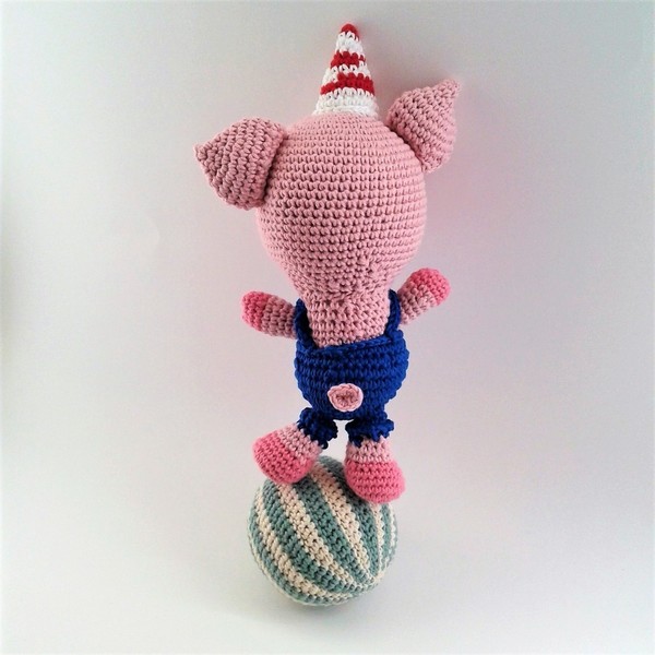Πλεκτή κούκλα Γουρουνάκι Τσίρκου - Hubert the Circus Pig - πλεκτό, παιχνίδι, κορίτσι, crochet, βαμβακερό νήμα, πλεκτή, amigurumi, κούκλες - 5