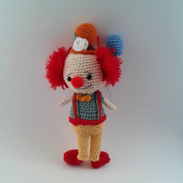 Πλεκτή κούκλα Κλόουν - Amigurumi clown - πλεκτό, crochet, λούτρινα, βαμβακερό νήμα, amigurumi, κούκλες - 2