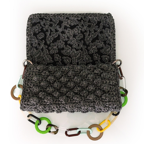 Πλεκτή χειροποίητη τσάντα - αλυσίδες, ώμου, crochet, πλεκτές τσάντες - 2
