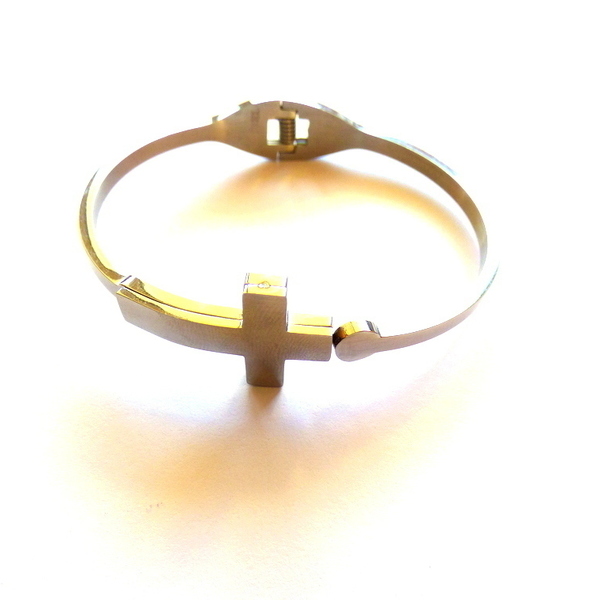 βραχιόλι ( τύπου χειροπέδα ) ''σταυρός 2'' ασημί - ασημί, σταυρός, ταυτότητες, βραχιόλι, minimal, ατσάλι, ατσάλι, μεταλλικό, rock, bracelet