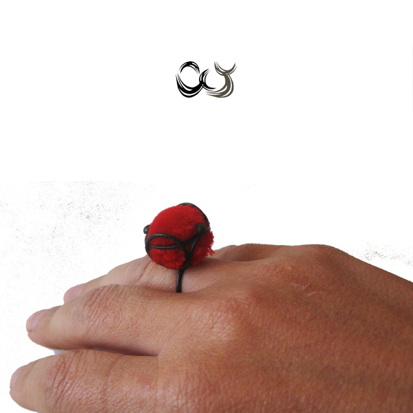 Ασημένιο δαχτυλίδι με χρωματιστά pon pon|Handmade silver rings with pon pon| - χρωματιστό, μοναδικό, γυναικεία, δώρο, pom pom - 3