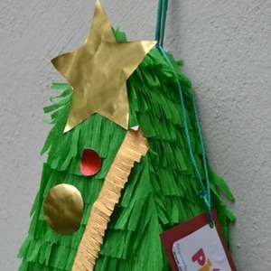 Πινιάτα χριστουγεννιάτικο δέντρο I - κορδόνια, παιδί, γενέθλια, birthday, χριστουγεννιάτικο, πινιάτες, γιορτή, party, διακοσμητικά, δέντρο - 3