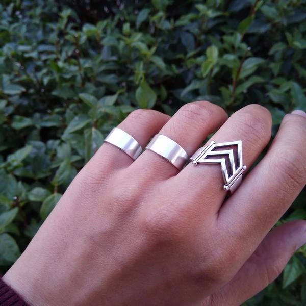 δαχτυλίδι βέλος ασημί - ορείχαλκος, επάργυρα, δαχτυλίδι, γεωμετρικά σχέδια, δαχτυλίδια, minimal, βεράκια, rock, αυξομειούμενα, φθηνά - 2