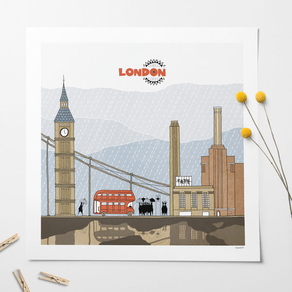 Αφίσα "London" 29x29 cm - εκτύπωση, ζωγραφισμένα στο χέρι, χαρτί, δώρο, αφίσες, είδη διακόσμησης - 2