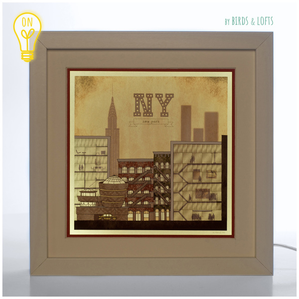 "New York" Φωτιζόμενος πίνακας - ξύλο, γυαλί, πίνακες & κάδρα, χαρτί, επιτοίχιο, δώρα γάμου, είδη διακόσμησης - 3