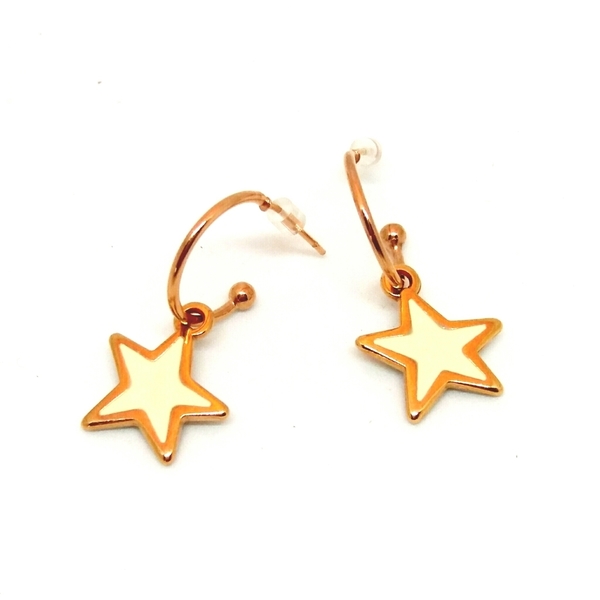 Σκουλαρίκια mini ροζ χρυσό αστέρι - ορείχαλκος, αστέρι, street style, σκουλαρίκια
