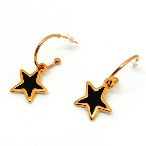 Σκουλαρίκια mini ροζ χρυσό αστέρι - ορείχαλκος, αστέρι, street style, σκουλαρίκια - 4