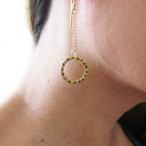 Mακριά σκουλαρίκια κύκλος με αλυσίδα |Silver circle earrings with chain - αλυσίδες, αλυσίδες, ασημί, επιχρυσωμένα, επιχρυσωμένα, ασήμι 925, μακρύ, κύκλος, δώρο, γεωμετρικά σχέδια, χειροποίητα, σμαλτο, κρεμαστά - 2