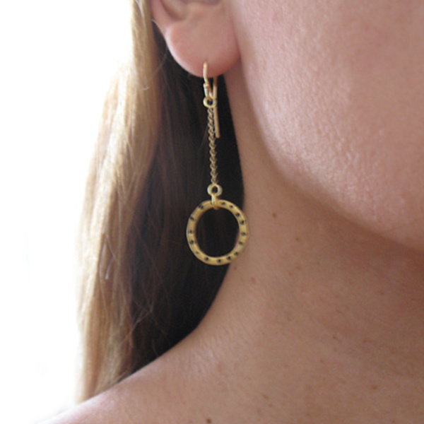 Mακριά σκουλαρίκια κύκλος με αλυσίδα |Silver circle earrings with chain - αλυσίδες, αλυσίδες, ασημί, επιχρυσωμένα, επιχρυσωμένα, ασήμι 925, μακρύ, κύκλος, δώρο, γεωμετρικά σχέδια, χειροποίητα, σμαλτο, κρεμαστά - 4