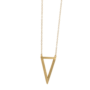 Μακρύ κρεμαστό κολιέ χρυσό τρίγωνο - charms, ορείχαλκος, ασήμι 925, μακρύ, γεωμετρικά σχέδια, μακριά, minimal