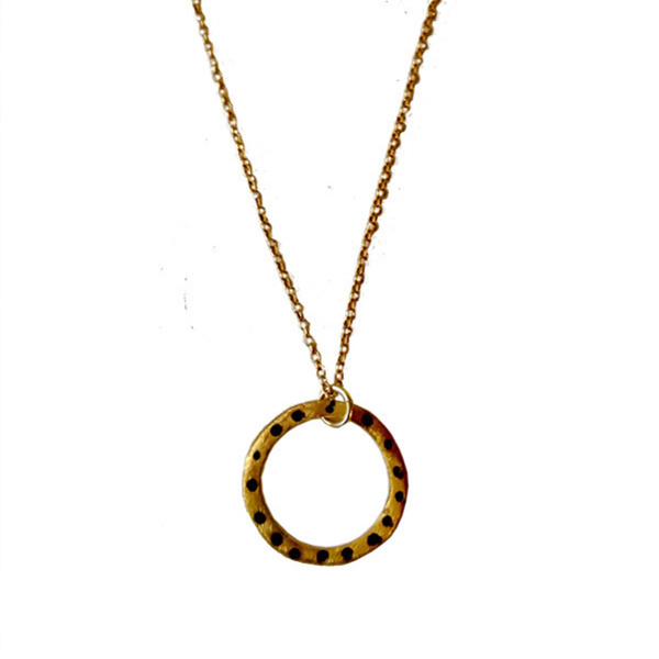 Eπίχρυσο μενταγιόν κύκλος απο ασήμι 925 με σμάλτο|Gold plated silver necklace with circle charm - ασήμι, chic, επιχρυσωμένα, σμάλτος, κύκλος, δώρο, γεωμετρικά σχέδια, elegant, gift, χριστουγεννιάτικα δώρα