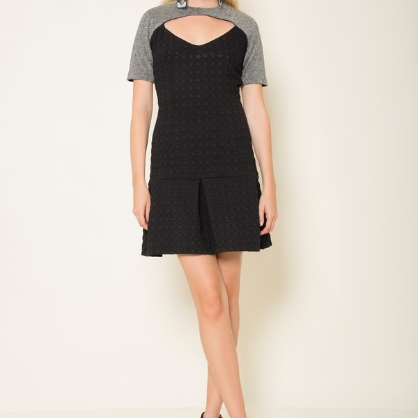 Μίνι μαύρο εφαρμοστό φόρεμα με κουφόπιετες στο κάτω μέρος - γυναικεία, πολυεστέρας, χειμωνιάτικο, mini