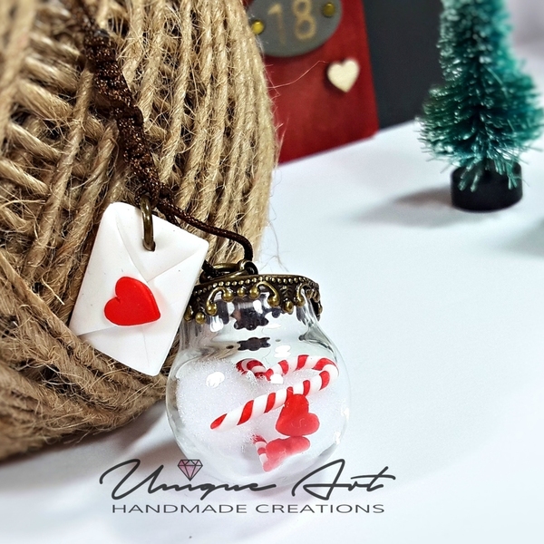 Christmas in a jar! | Letter to Santa.. - μοναδικό, γυναικεία, καρδιά, βάζα & μπολ, πηλός, πρωτότυπο, κολιέ, κορδόνια, χριστουγεννιάτικο, unique, κρεμαστά, άγιος βασίλης, δώρα για γυναίκες - 2
