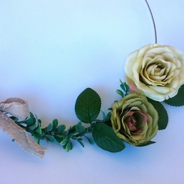 Romantic wreath - ύφασμα, διακοσμητικό, επιτοίχιο, στεφάνια, τριαντάφυλλο, λουλούδια, χειροποίητα, Black Friday - 2