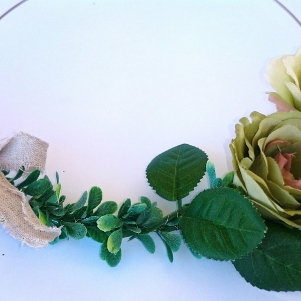 Romantic wreath - ύφασμα, διακοσμητικό, επιτοίχιο, στεφάνια, τριαντάφυλλο, λουλούδια, χειροποίητα, Black Friday - 3