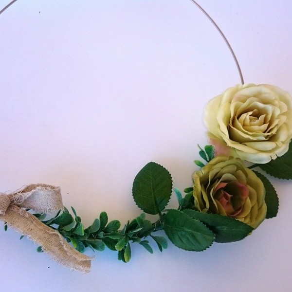 Romantic wreath - ύφασμα, διακοσμητικό, επιτοίχιο, στεφάνια, τριαντάφυλλο, λουλούδια, χειροποίητα, Black Friday - 4