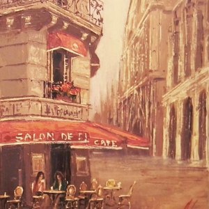 Παρίσι καφέ Μοναδικός Χειροποίητος Πίνακας Ζωγραφικής,με λάδι σε καμβά. - πίνακες & κάδρα, καμβάς, δώρο, διακόσμηση