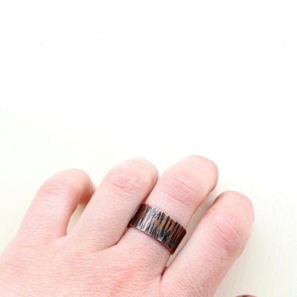 Χάλκινο δαχτυλίδι σφυρήλατο - χαλκός, χαλκός, δαχτυλίδι, σφυρήλατο, boho, μεγάλα, αυξομειούμενα, φθηνά - 3