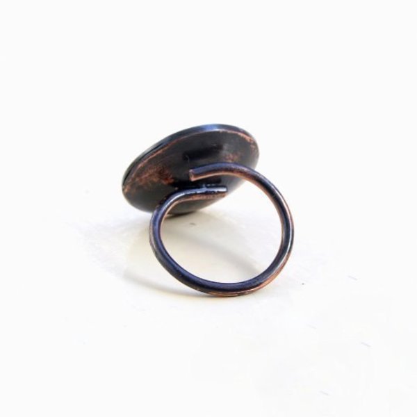 Δαχτυλίδι ημισφαίριο με κόκκινη καρδιά - statement, χαλκός, σύρμα, καρδιά, δαχτυλίδι, αυξομειούμενα - 2