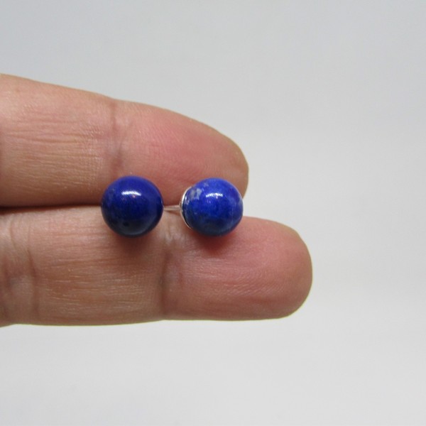 Σκουλαρίκια με lapis lazuli - ασήμι, ημιπολύτιμες πέτρες, ημιπολύτιμες πέτρες, σκουλαρίκια, καθημερινό, κλασσικά, καρφωτά - 2