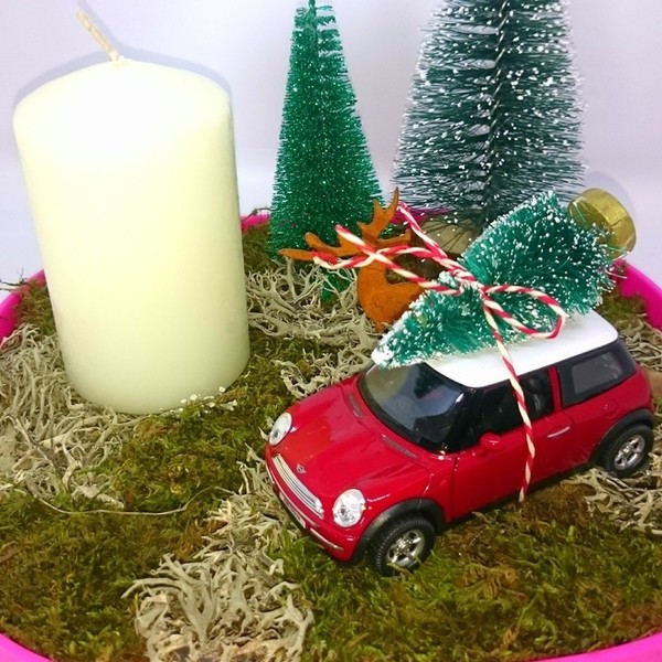 Red car Christmas tree - διακοσμητικό, δέντρα, χειροποίητα, αυτοκινητάκια, χριστουγεννιάτικο, κερί, αρωματικά κεριά