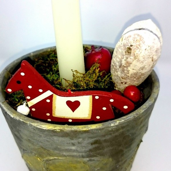 Red horse pot - διακοσμητικό, μοναδικό, πηλός, χειροποίητα, κερί