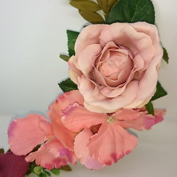 Ροζ πανδαισια - ύφασμα, διακοσμητικό, μοναδικό, επιτοίχιο, στεφάνια, λουλούδια, χειροποίητα, romantic