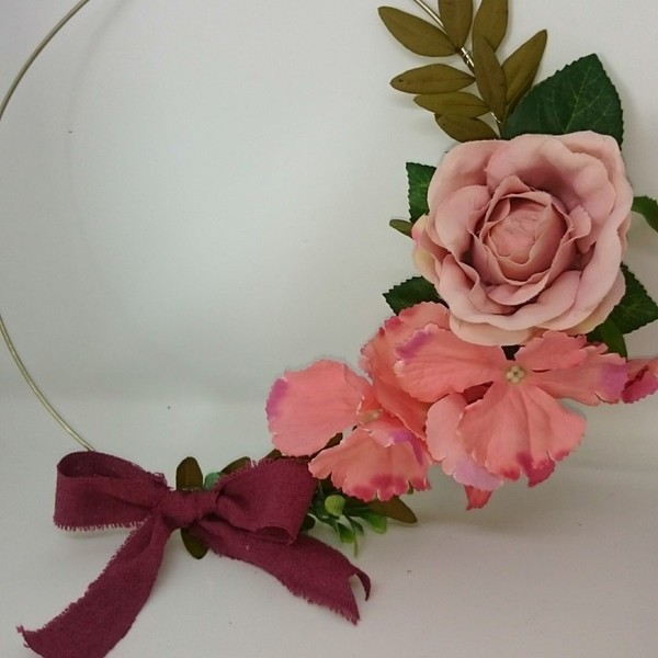 Ροζ πανδαισια - ύφασμα, διακοσμητικό, μοναδικό, επιτοίχιο, στεφάνια, λουλούδια, χειροποίητα, romantic - 5
