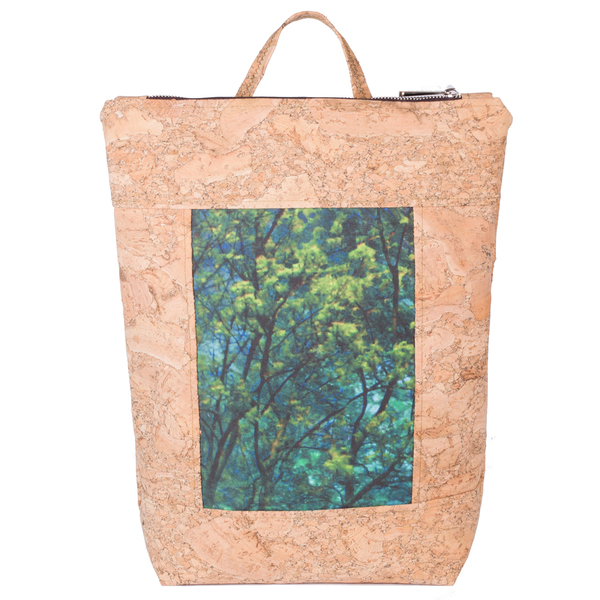 Τσάντα από Φελλό και Ύφασμα Forest View Multibag - ύφασμα, πλάτης, σακίδια πλάτης, τσάντα, κορδόνια, χειροποίητα, must αξεσουάρ, unique, φελλός, μεταλλικά στοιχεία