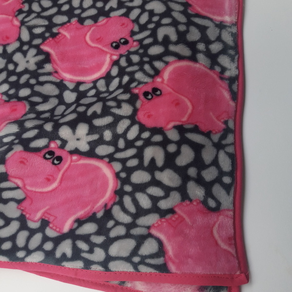 Βρεφικο κουβερτακι μαλακο με ιπποποταμακια - ροζ, κορίτσι, βρεφικά, κουβέρτες - 3
