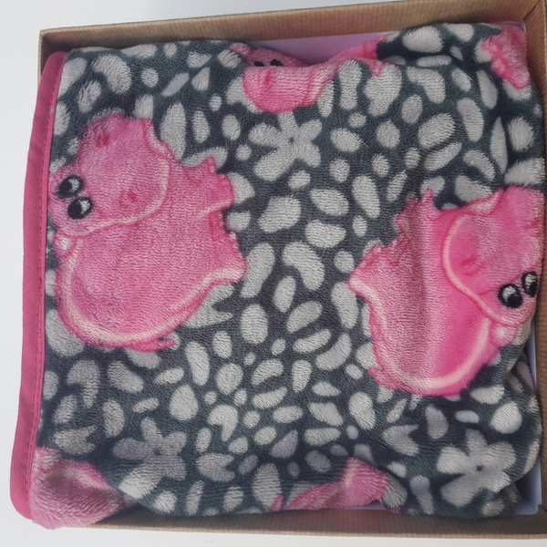 Βρεφικο κουβερτακι μαλακο με ιπποποταμακια - ροζ, κορίτσι, βρεφικά, κουβέρτες - 5