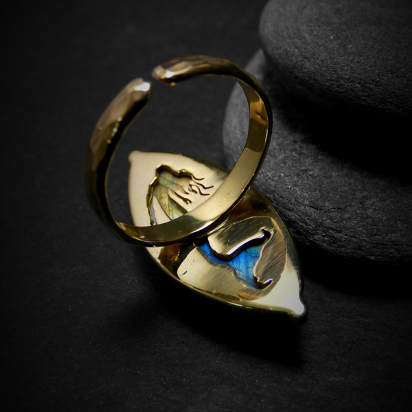 "Magic Gold Labradorite" - Χειροποίητο δαχτυλίδι επίχρυσο με Λαβραδορίτη σε σχήμα Μαρκίσιο. - ημιπολύτιμες πέτρες, ημιπολύτιμες πέτρες, βραδυνά, fashion, vintage, design, ιδιαίτερο, μοναδικό, μοντέρνο, γυναικεία, επιχρυσωμένα, επιχρυσωμένα, sexy, donkey, χειροποίητα, romantic, πριγκίπισσα, must αξεσουάρ, γυναίκα, unique, ethnic, έλληνες σχεδιαστές, fashion jewelry - 3