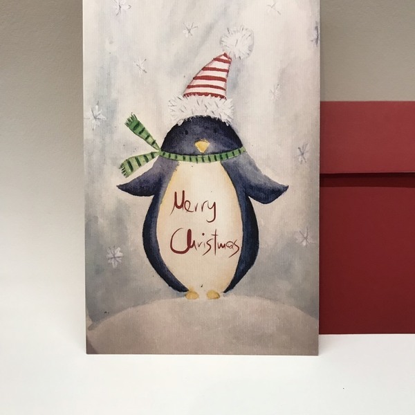 Χριστουγεννιάτικη κάρτα γλυκός πιγκουίνος - φάκελοι, χαρτί, χριστουγεννιάτικο, κάρτα ευχών, χριστουγεννιάτικα δώρα, πρώτα Χριστούγεννα